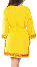 Load image into Gallery viewer, Cover up Tunic Top Embroidered Long Sleeves Ladies Bathing Suit Swim Yellow