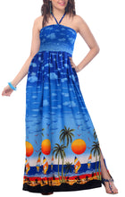 Load image into Gallery viewer, LA LEELA Long Maxi Seashore Sunset Print Tube Dress For Women Palm Tree Beachy Vibes Summer Vacation Beach Party Outfit Ladies