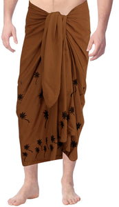 LA-LEELA-Men's-Sarong-Swimsuit-Cover-Up-Summer-Beach-Wrap-One-Size-Brown_N402