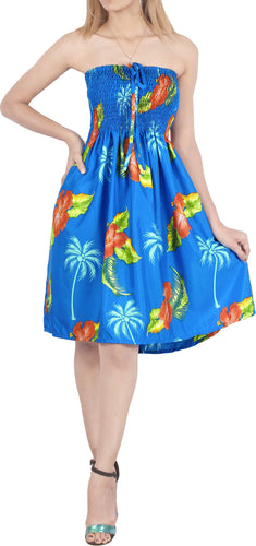 LA LEELA Palm Tree Floral Print Tube For Women Beachwear Hawaiian Female Dress Skirt Swimsuit Coverup