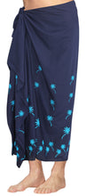 Load image into Gallery viewer, LA LEELA Rayon Solid Cover Up Beach Hawaiian Mens Wrap 72"X42" Navy Blue 3869 132113