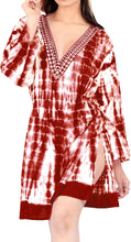 Load image into Gallery viewer, Beachwear Swim Long Sleeves Cotton Blouse Cover up Dress Top Resort Wear Red