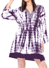 Load image into Gallery viewer, Beachwear Swim Long Sleeves Cotton Caftan Cover up Dress Top Cruise Wear Violet