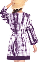 Load image into Gallery viewer, Beachwear Swim Long Sleeves Cotton Caftan Cover up Dress Top Cruise Wear Violet