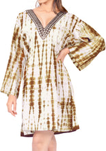 Load image into Gallery viewer, Cotton Blouse Cover up Dress Top Cruise Wear Beachwear Swim Long Sleeves Brown