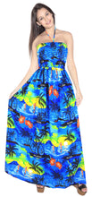 Load image into Gallery viewer, la-leela-evening-beach-swimwear-soft-printed-cover-up-skirt-party-tube-dress-blue-356-one-size