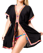 Load image into Gallery viewer, Beachwear Swim Cap Sleeves Cardigan Caftan Cover up Rayon Tunic Top Shrug Black