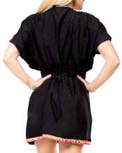 Load image into Gallery viewer, Beachwear Swim Cap Sleeves Cardigan Caftan Cover up Rayon Tunic Top Shrug Black