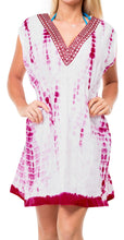 Load image into Gallery viewer, Swimsuit Kimono Tie Dye Poncho Cotton Caftan Cover up Dress V Neck Tunic Pink