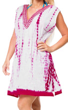 Load image into Gallery viewer, Swimsuit Kimono Tie Dye Poncho Cotton Caftan Cover up Dress V Neck Tunic Pink