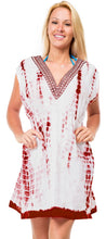 Load image into Gallery viewer, Beachwear Swimwear Tie Dye Poncho Cotton Caftan Kimono Cover up Dress V Neck Red