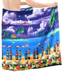 LA-LEELA-Men's-Swimsuit-Cover-Up-Summer-Beach-Wrap-Lungi-One-Size--Violet_I391