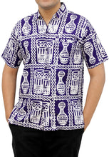 Load image into Gallery viewer, la-leela-mens-casual-beach-hawaiian-printed-shirt-aloha-tropical-beach-front-pocket-short-sleeve-violet