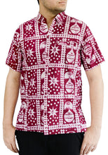 Load image into Gallery viewer, la-leela-mens-casual-beach-hawaiian-shirt-for-aloha-tropical-beach-front-pocket-short-sleeve-maroon