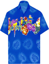 Load image into Gallery viewer, la-leela-shirt-casual-button-down-short-sleeve-beach-shirt-men-aloha-pocket-Shirt-Blue_W331