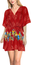 Load image into Gallery viewer, Caftan Kimono Cover up Beach Dress Bikini Pool Robe Drawstring Top Tunic Red