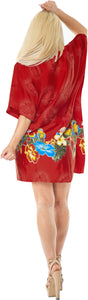 Caftan Kimono Cover up Beach Dress Bikini Pool Robe Drawstring Top Tunic Red