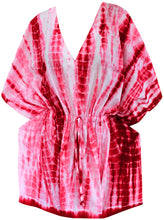Load image into Gallery viewer, la-leela-cotton-tie_dye-short-caftan-vacation-dress-red_1454-osfm-14-28w-l-4x