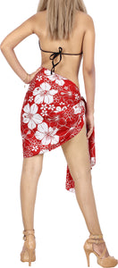 LA LEELA Women's Short Sarong Beach Cover up Printed Bikini Wrap
