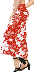 LA LEELA Women's Summer Flower Print Long Sarong Pareo Beach Wrap Swim Wear Cover Up