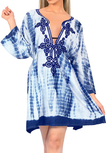 Caftan Kimono Swimsuit Cover up Beach Dress Bikini Pool Robe Top Tunic Wrap Blue