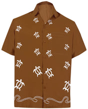 Load image into Gallery viewer, la-leela-mens-beach-hawaiian-casual-aloha-button-down-short-sleeve-shirt-brown_w852