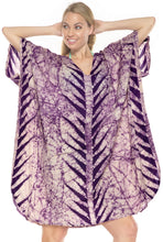 Load image into Gallery viewer, la-leela-cotton-batik-short-caftan-vacation-top-purple_3939-osfm-14-18w-l-2x