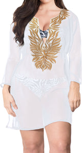 Long Sleeve Dress Swimwear Tunic Bikini Cover up Beachwear Swimsuit Top White