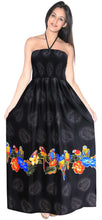 Load image into Gallery viewer, LA LEEL Beach Swimwear Soft Printed Hawaiian Tube Dresses Luau Length Knee Black 366 One Size