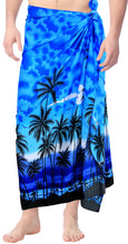 Load image into Gallery viewer, la-leela-men-sarong-soft-light-printed-swimwear-resort-pareo-boys-wrap-72x42-blue_3078