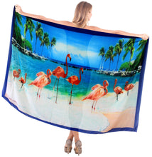 Load image into Gallery viewer, la-leela-womens-hawaiian-bikini-beach-wrap-sheer-sarong-swimming-bathing-suit-beachwear-swim-dress-pareo-cover-up-long-78x42--blue-133888