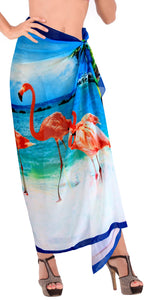 La Leela Women's Hawaiian Bikini Beach Wrap Sheer Sarong Swimming Bathing suit Beachwear Swim Dress Pareo Cover up Long 78"X42"  Blue 133888