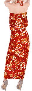 LA LEELA Women Beach Cover Up Pareo Canga Swimsuit Sarong One Size Plus Red_F376