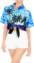 Load image into Gallery viewer, LA LEELA Women&#39;s Beach Casual Hawaiian Blouse Short Sleeve button Down Shirt Cover up Blue
