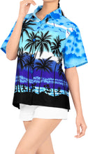 Load image into Gallery viewer, LA LEELA Women&#39;s Beach Casual Hawaiian Blouse Short Sleeve button Down Shirt Cover up Blue