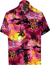 Load image into Gallery viewer, la-leela-mens-pink-breast-cancer-shirt-breezy-surf-hawaiian-tropical-aloha-beach-short-sleeve-casual-shirt-pink_w33