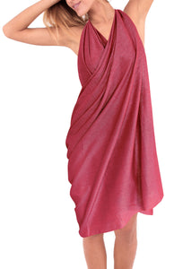 LA LEELA Women's Swimwear Cover Up Beach Sarong Swimsuit Wrap One Size Red_D748