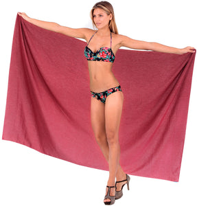 LA LEELA Women's Swimwear Cover Up Beach Sarong Swimsuit Wrap One Size Red_D748