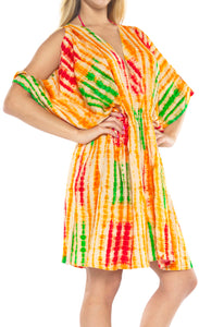Rayon Tie Dye Womens Beach kimonoSwimwear Swimsuit Bikini Cover up Blouse Orange