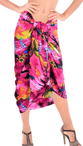 LA LEELA Women's Swimwear Pareo Sarong Bikini Coverups Tie One Size Pink_V653