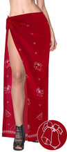 Load image into Gallery viewer, la-leela-christmas-santa-hawaiian-women-swim-suit-sarong-solid-78x39-red_3230