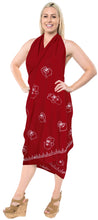 Load image into Gallery viewer, la-leela-christmas-santa-swimwear-aloha-women-beach-sarong-solid-88x42red_3304