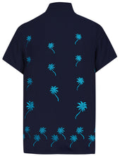 Load image into Gallery viewer, la-leela-mens-casual-beach-hawaiian-shirt-for-aloha-tropical-beach-front-pocket-short-sleeve-pockets-navy-blue