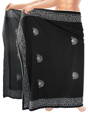 Load image into Gallery viewer, LA-LEELA-Men-Sarong-Pareo-Swimsuit-Cover-Up-Beach-Wrap-Lungi-One-Size-Black_Q648