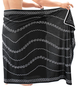 La Leela Men's Hawaiian Beach Wrap Sheer Sarong Swimming Bathing Suit Towel Beachwear Swim Pareo Cover up Long 72"X42"  Black 134501