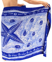 Load image into Gallery viewer, la-leela-mens-hawaiian-beach-wrap-sheer-sarong-swimming-bathing-suit-towel-beachwear-swim-pareo-cover-up-long-72x42--blue-134549