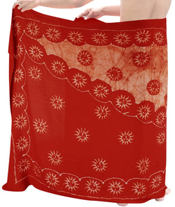LA LEELA Rayon Batik Casual BeachWear Swimwear Wrap Men's 72"X42" Orange 6673 134561