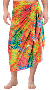 LA LEELA Soft Light Digital Surf Beach wear lounge Wrap Mens 72"X42" Multicolor 6675 134619