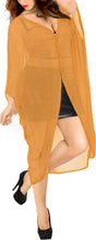 Load image into Gallery viewer, LA LEELA Women&#39;s Beach Blouse Tops Kimono Cardigan Bikini Cover Up Solid Plain Mustard_O970
