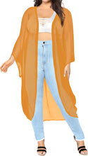 Load image into Gallery viewer, LA LEELA Women&#39;s Beach Blouse Tops Kimono Cardigan Bikini Cover Up Solid Plain Mustard_O970
